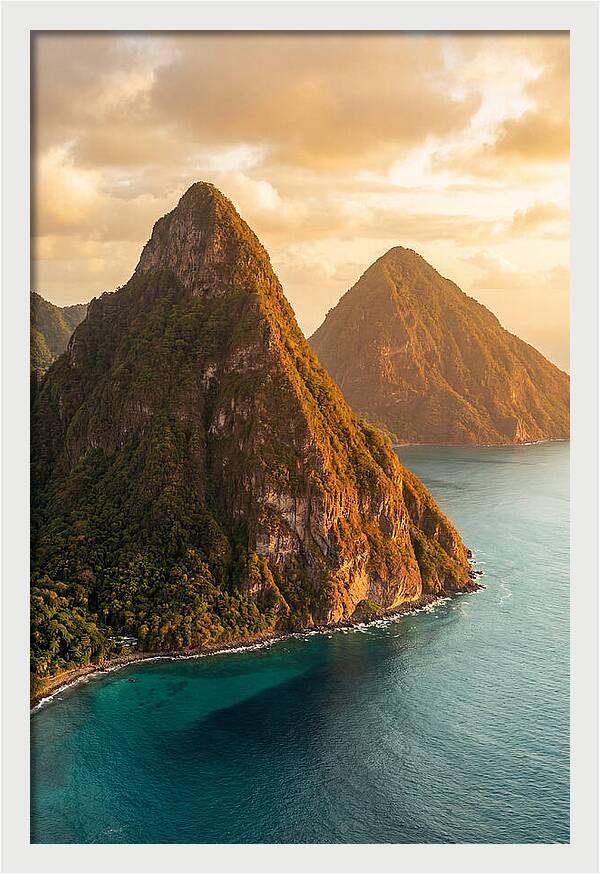 The Pitons At Golden Hour