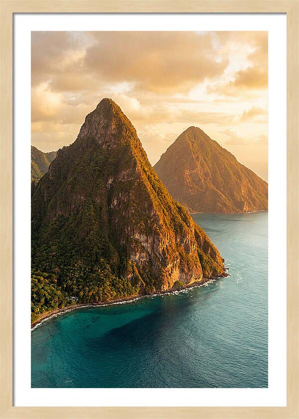 The Pitons At Golden Hour