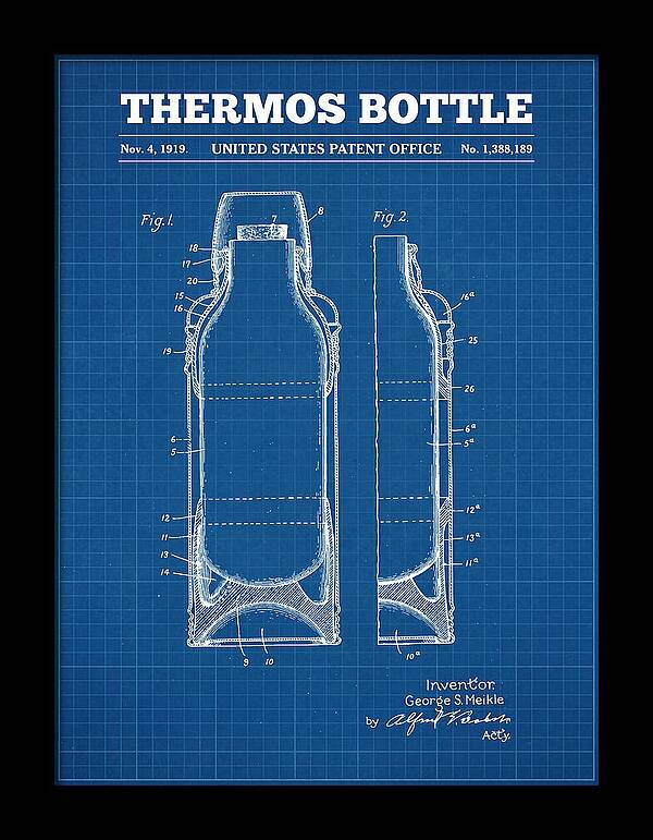 Thermos Bottle Blueprint Patent Us1388189a