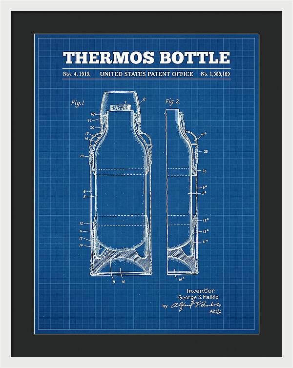 Thermos Bottle Blueprint Patent Us1388189a