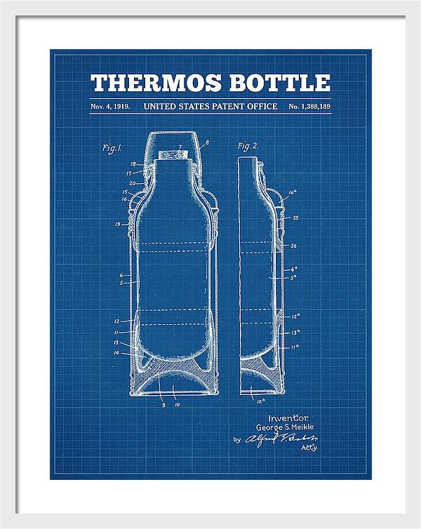 Thermos Bottle Blueprint Patent Us1388189a