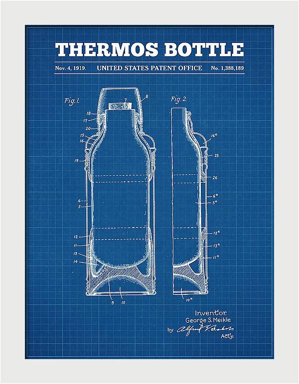 Thermos Bottle Blueprint Patent Us1388189a