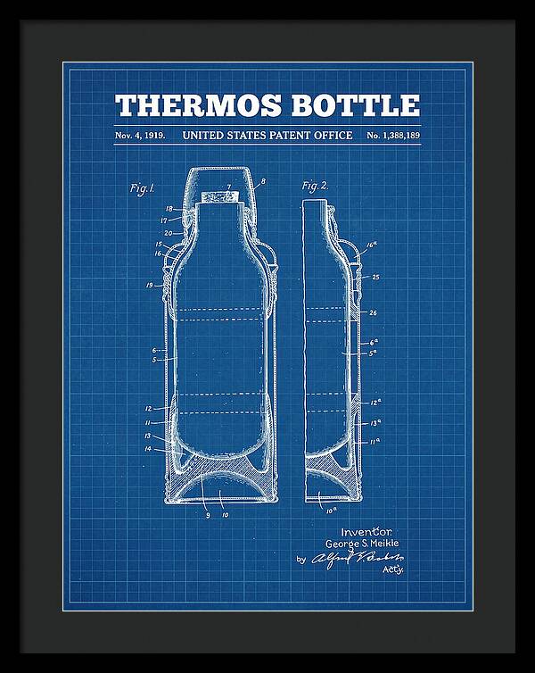 Thermos Bottle Blueprint Patent Us1388189a