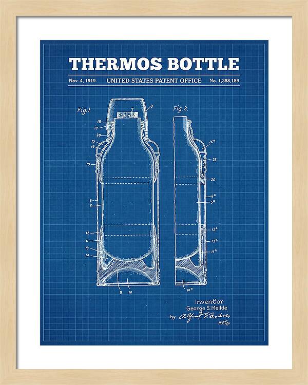 Thermos Bottle Blueprint Patent Us1388189a