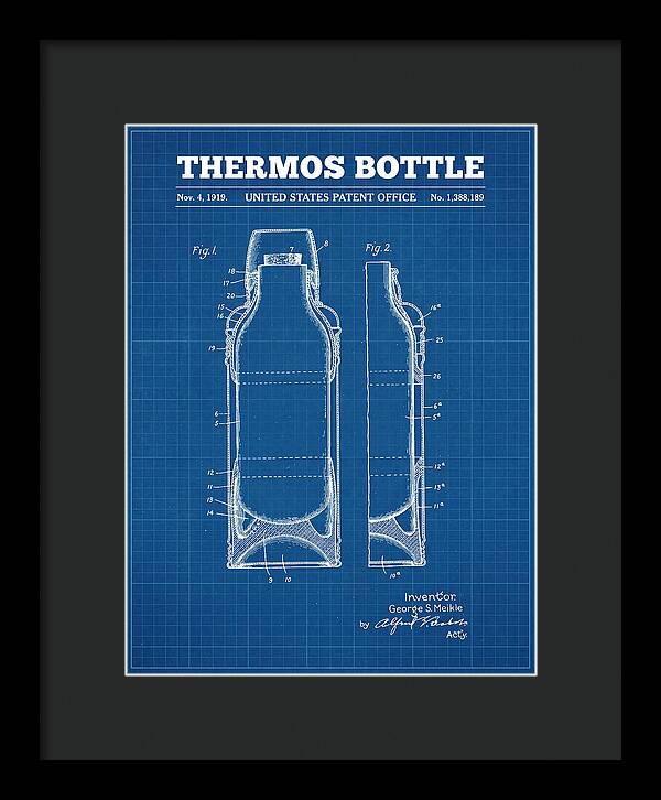 Thermos Bottle Blueprint Patent Us1388189a