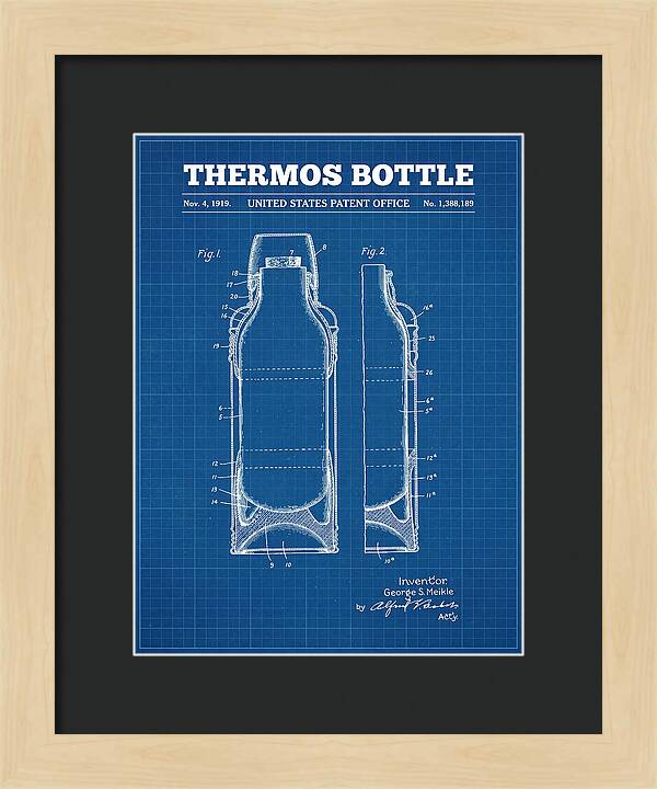 Thermos Bottle Blueprint Patent Us1388189a