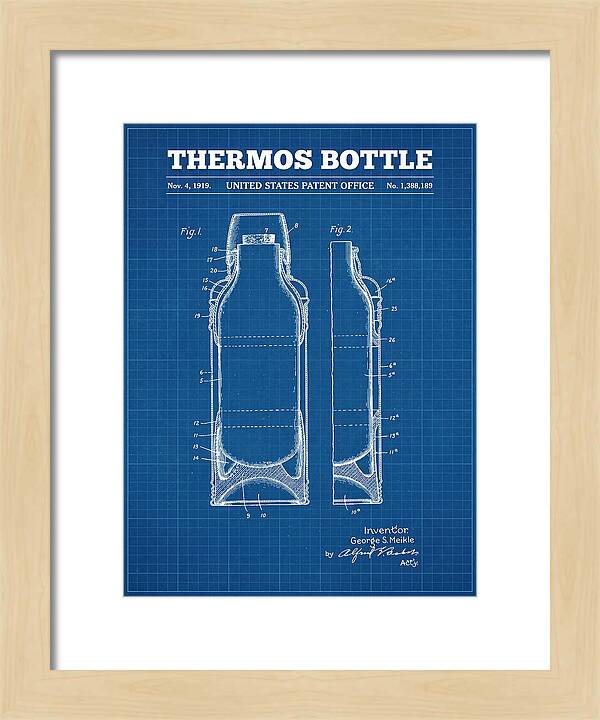 Thermos Bottle Blueprint Patent Us1388189a