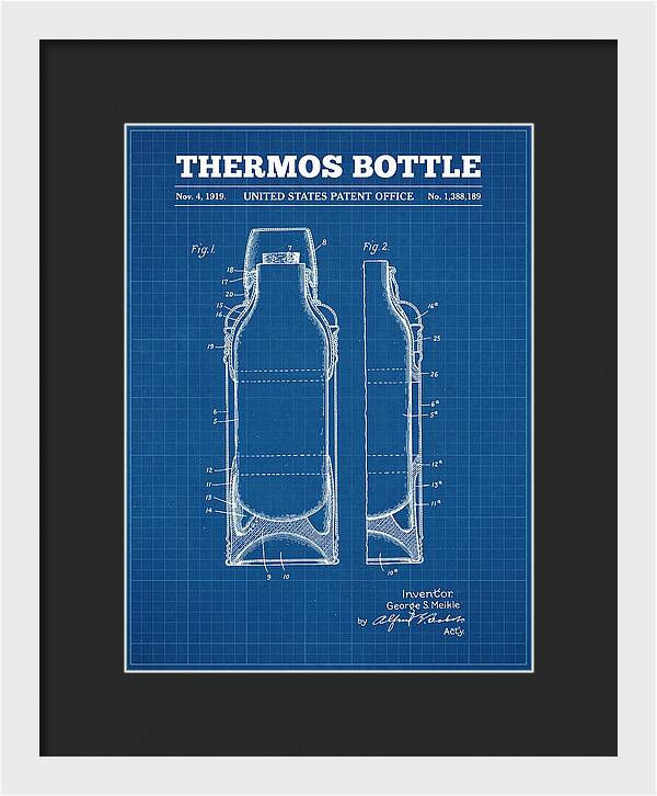 Thermos Bottle Blueprint Patent Us1388189a