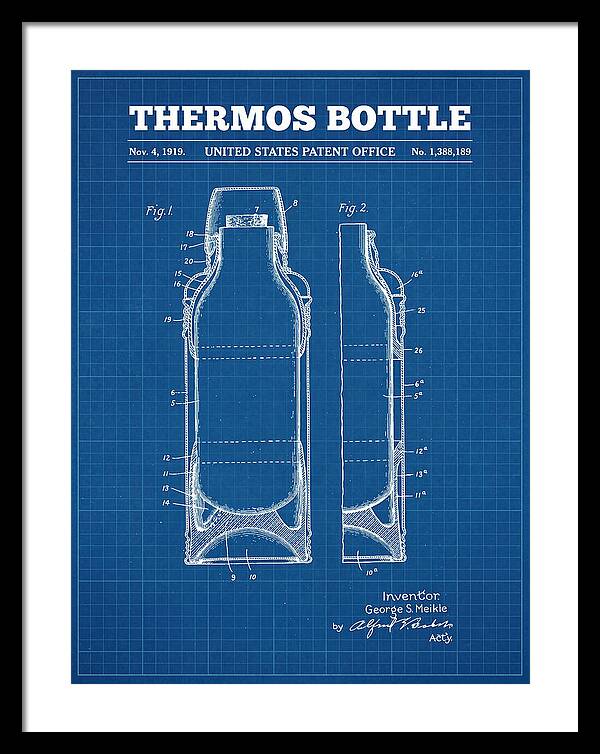 Thermos Bottle Blueprint Patent Us1388189a