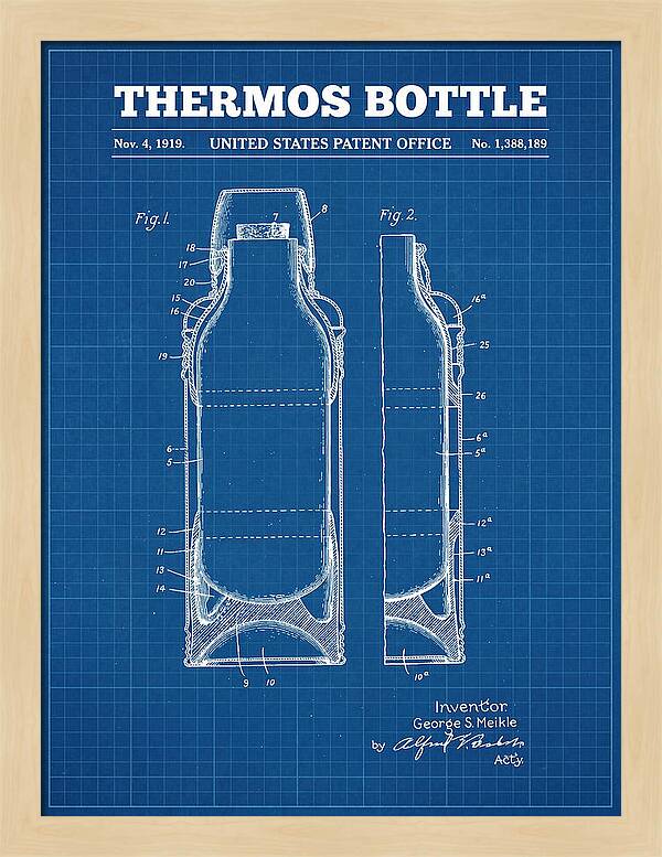 Thermos Bottle Blueprint Patent Us1388189a