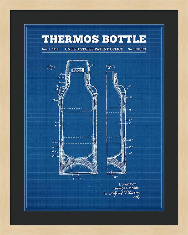 Thermos Bottle Blueprint Patent Us1388189a