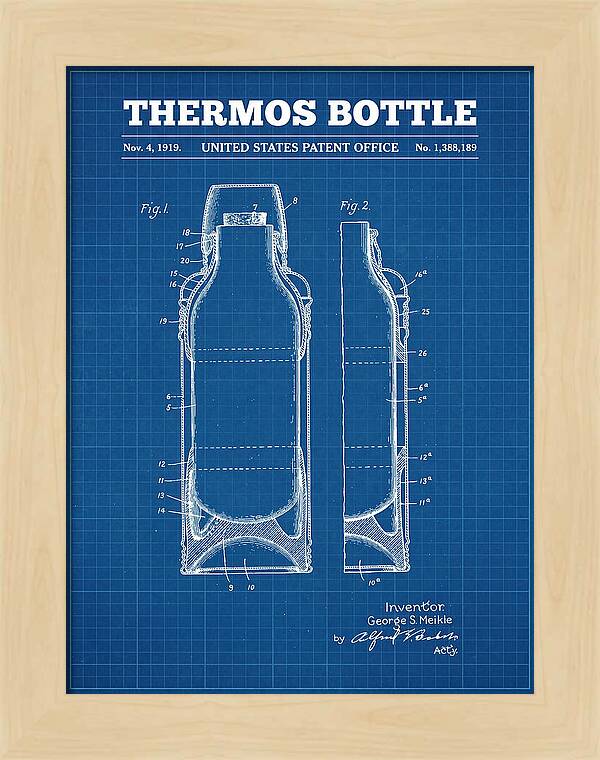 Thermos Bottle Blueprint Patent Us1388189a