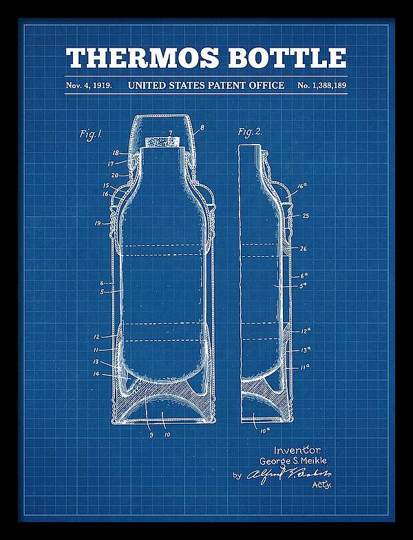 Thermos Bottle Blueprint Patent Us1388189a