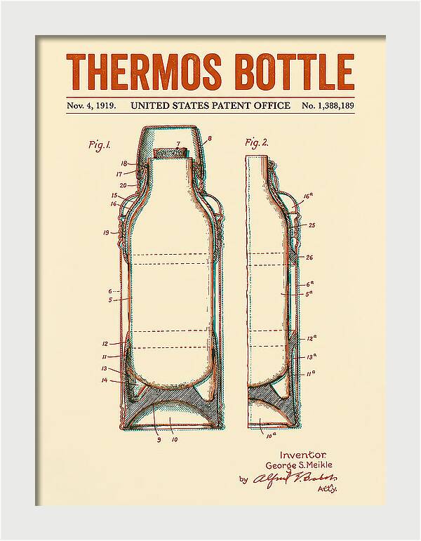 Thermos Bottle Retro Patent Us1388189a