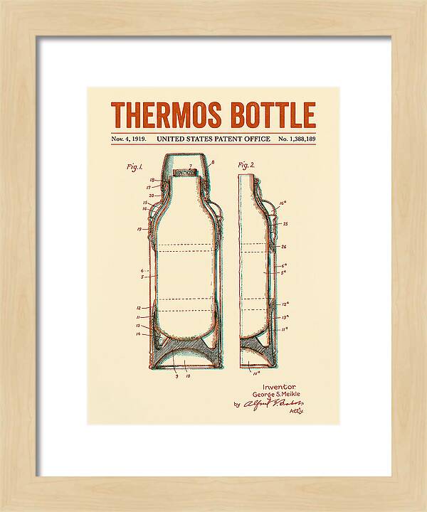 Thermos Bottle Retro Patent Us1388189a