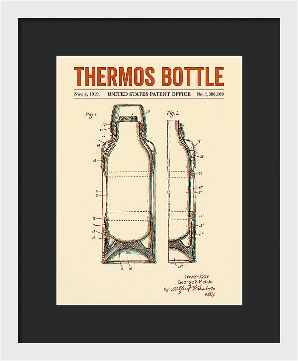 Thermos Bottle Retro Patent Us1388189a