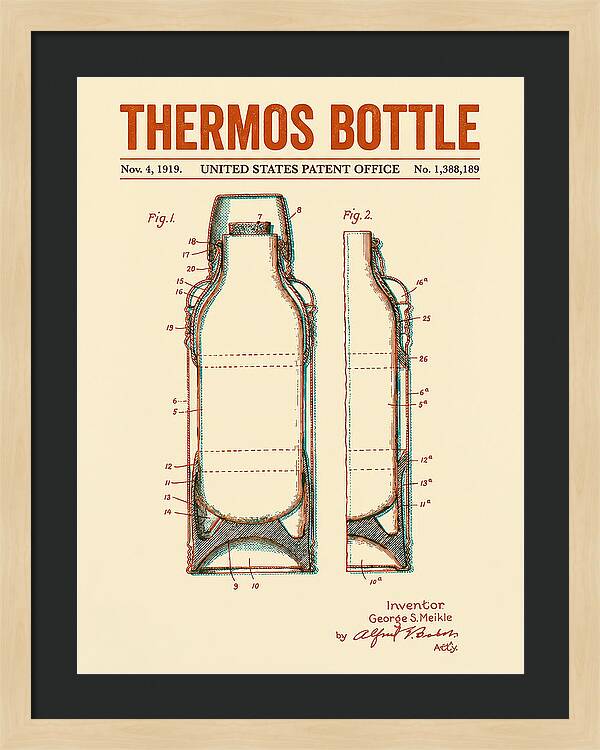 Thermos Bottle Retro Patent Us1388189a