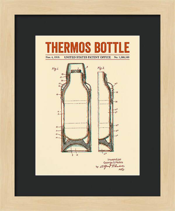 Thermos Bottle Retro Patent Us1388189a