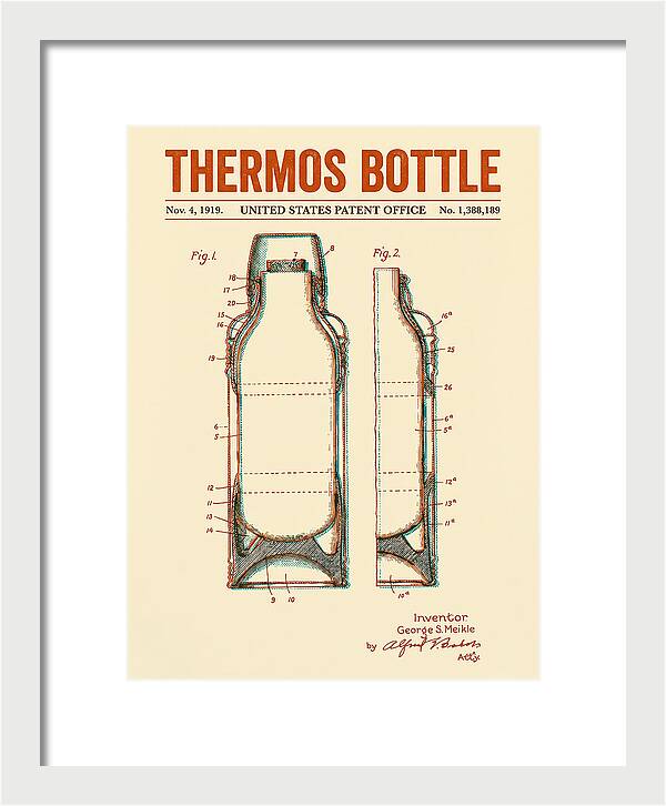 Thermos Bottle Retro Patent Us1388189a