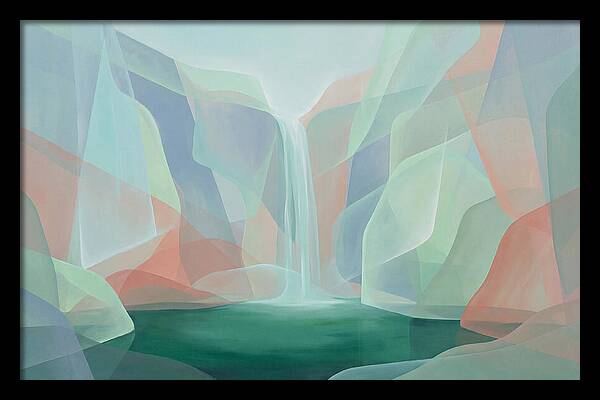 Thin Waterfall Into Emerald Pool