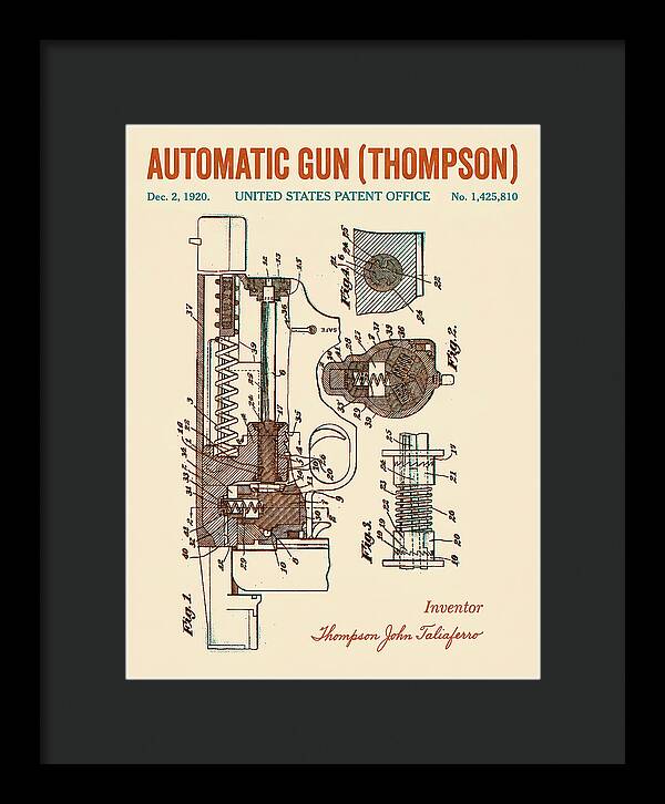 Thompson Submachine Gun Thompson Retro Patent Us1425810