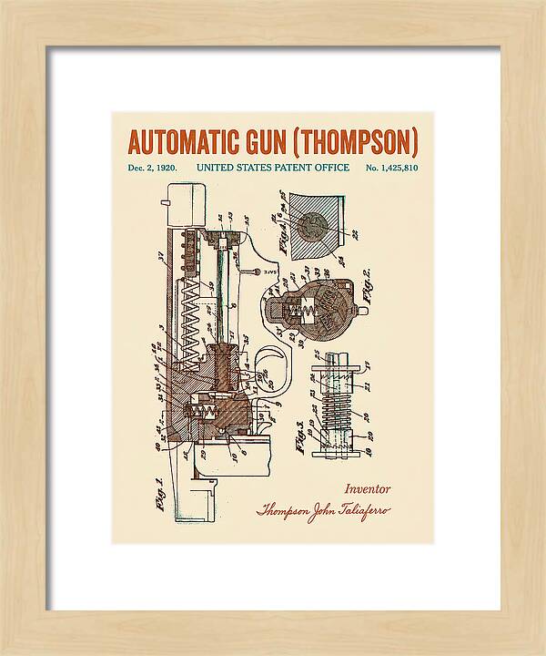 Thompson Submachine Gun Thompson Retro Patent Us1425810