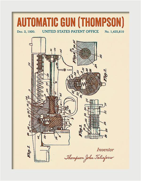 Thompson Submachine Gun Thompson Retro Patent Us1425810