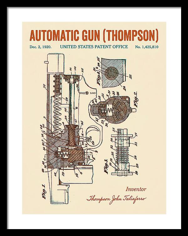 Thompson Submachine Gun Thompson Retro Patent Us1425810