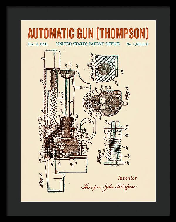 Thompson Submachine Gun Thompson Retro Patent Us1425810