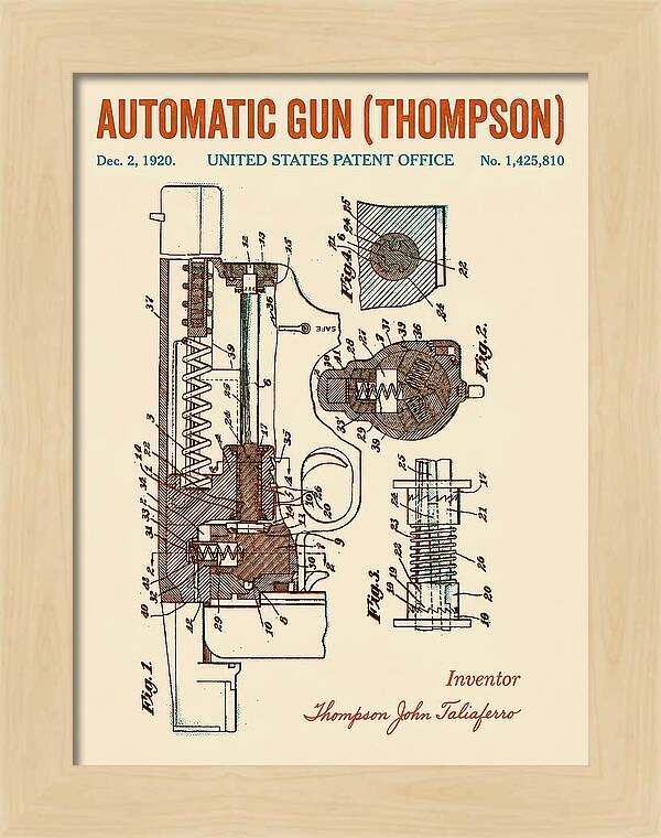 Thompson Submachine Gun Thompson Retro Patent Us1425810