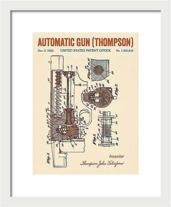 Thompson Submachine Gun Thompson Retro Patent Us1425810