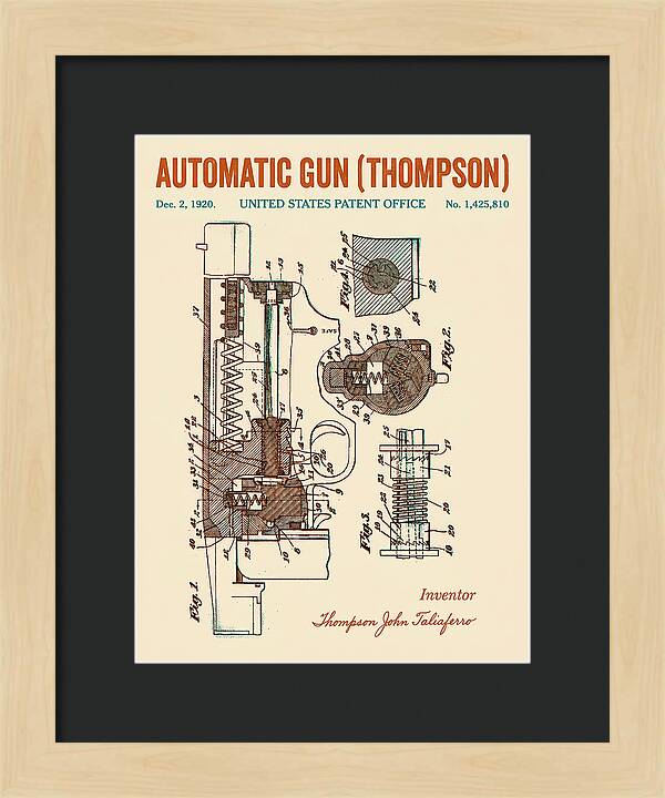 Thompson Submachine Gun Thompson Retro Patent Us1425810
