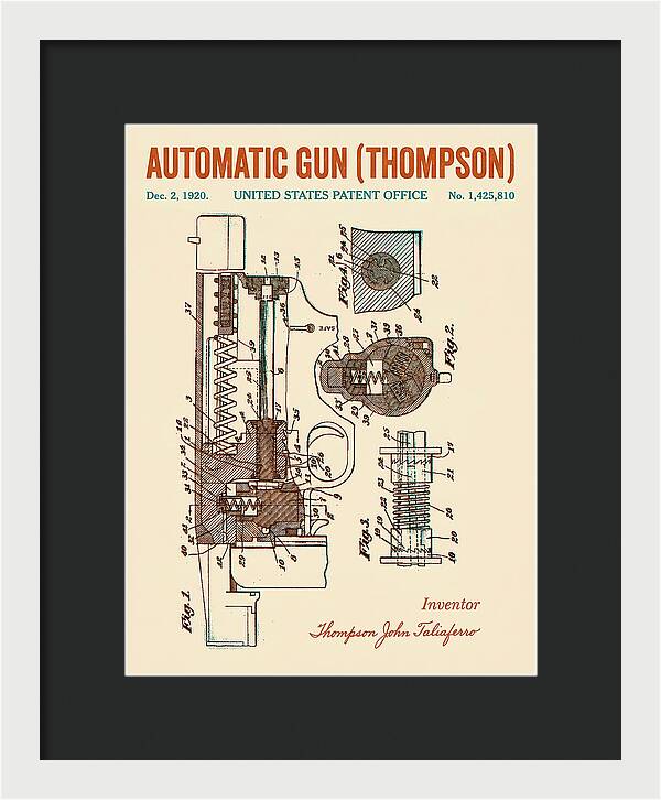 Thompson Submachine Gun Thompson Retro Patent Us1425810