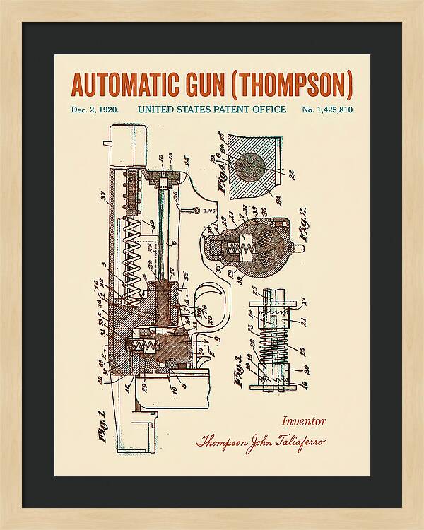 Thompson Submachine Gun Thompson Retro Patent Us1425810