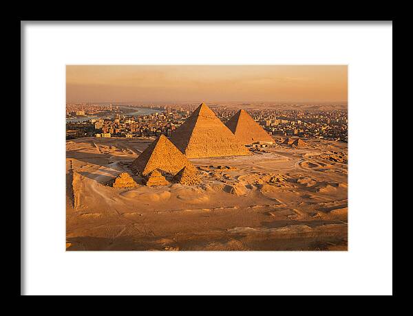 Three Giza Pyramids At Golden Hour