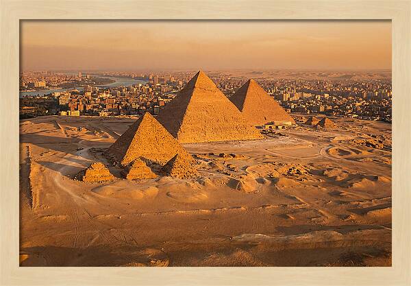 Three Giza Pyramids At Golden Hour