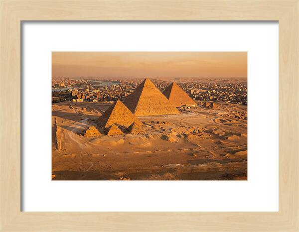 Three Giza Pyramids At Golden Hour