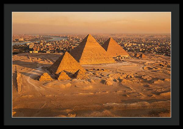 Three Giza Pyramids At Golden Hour