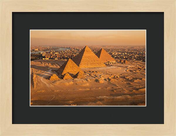 Three Giza Pyramids At Golden Hour