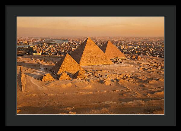 Three Giza Pyramids At Golden Hour