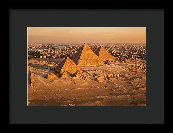 Three Giza Pyramids At Golden Hour