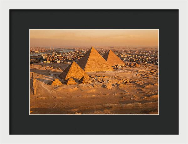 Three Giza Pyramids At Golden Hour