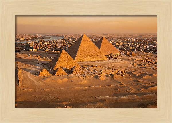 Three Giza Pyramids At Golden Hour