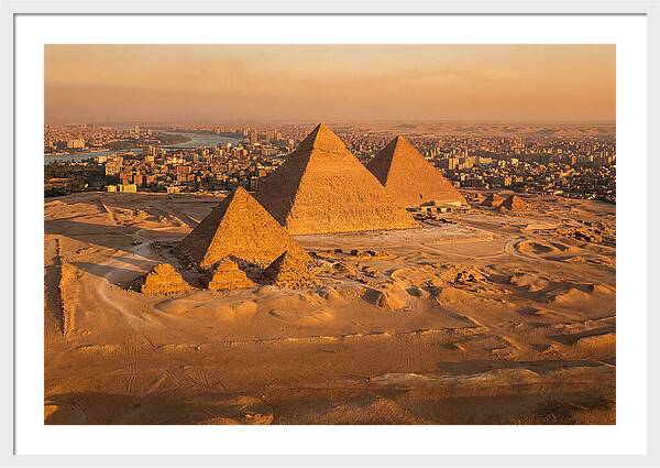 Three Giza Pyramids At Golden Hour