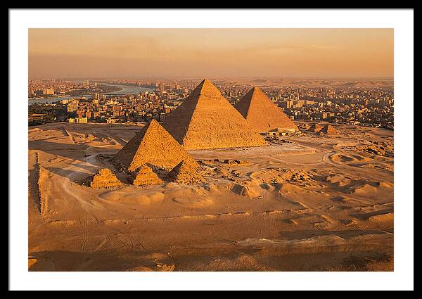 Three Giza Pyramids At Golden Hour