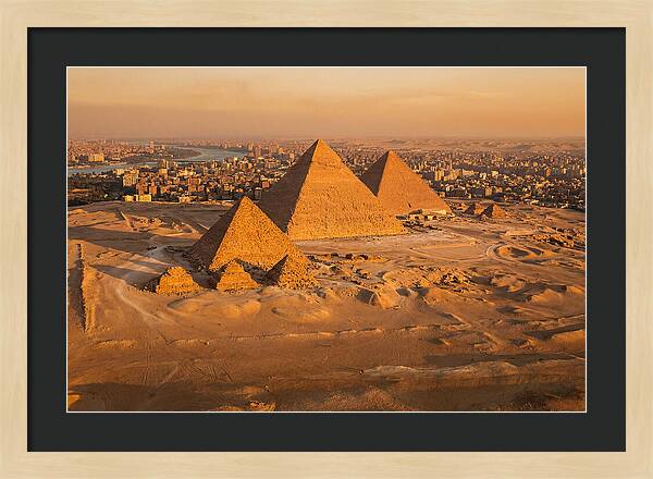 Three Giza Pyramids At Golden Hour