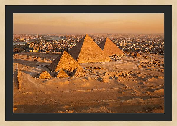 Three Giza Pyramids At Golden Hour