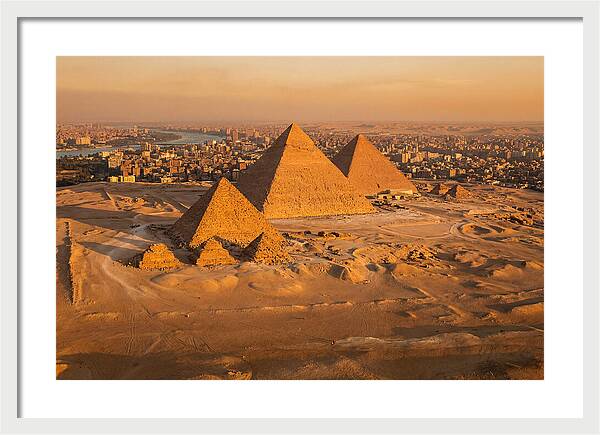 Three Giza Pyramids At Golden Hour