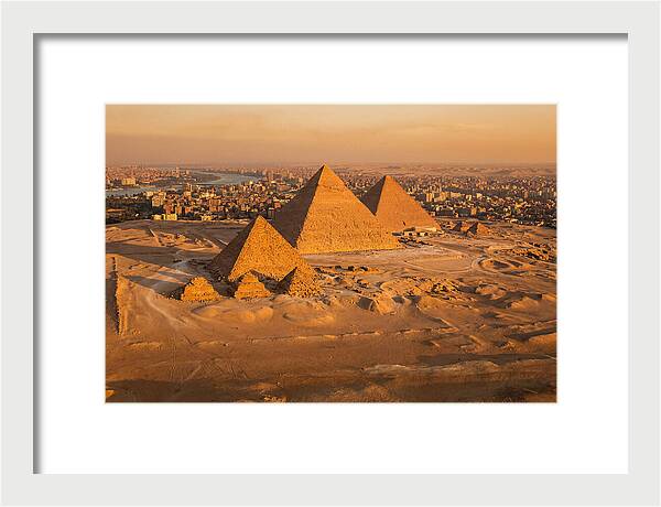 Three Giza Pyramids At Golden Hour