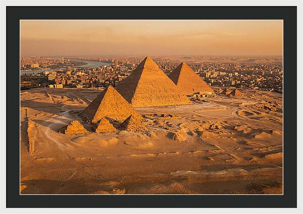 Three Giza Pyramids At Golden Hour
